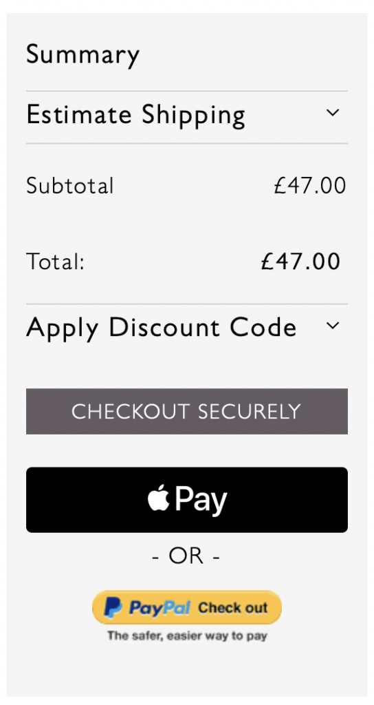 Apple Pay on Basket page.