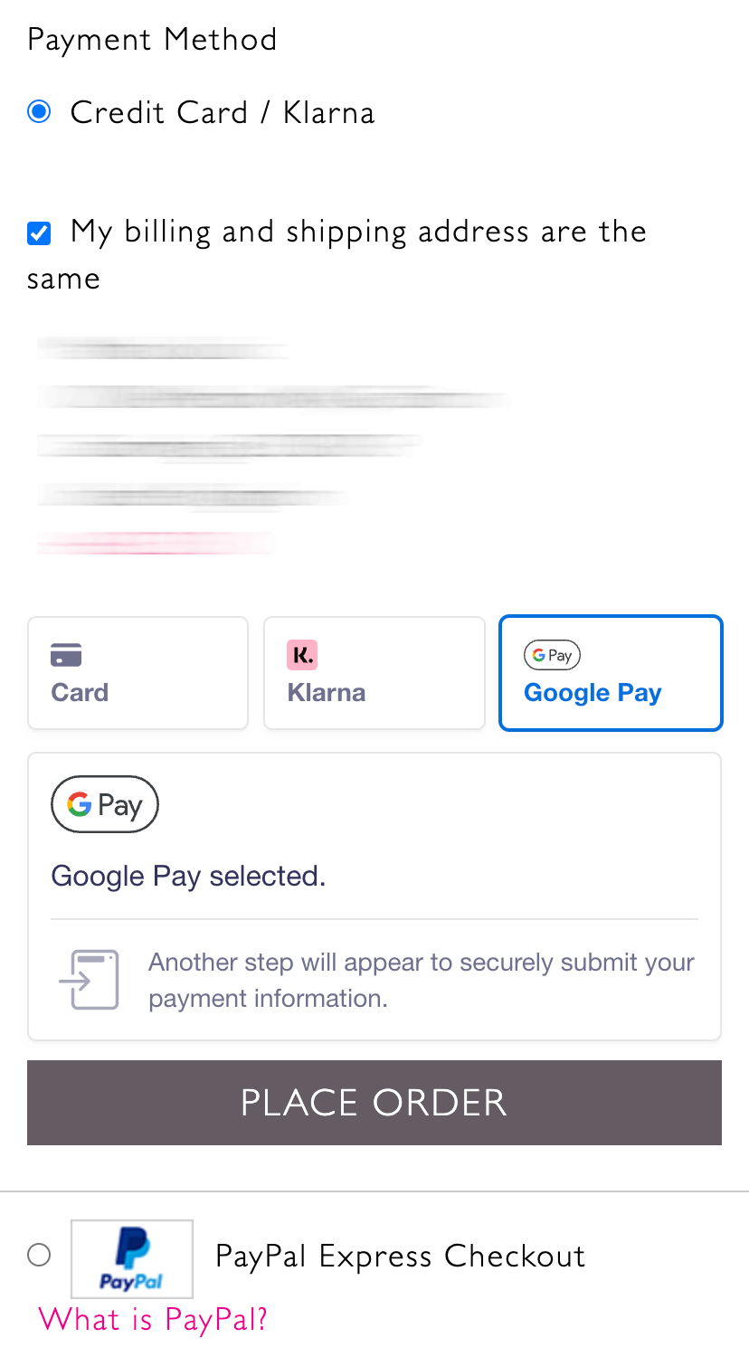 Google Pay via Stripe on Checkout on Mobile